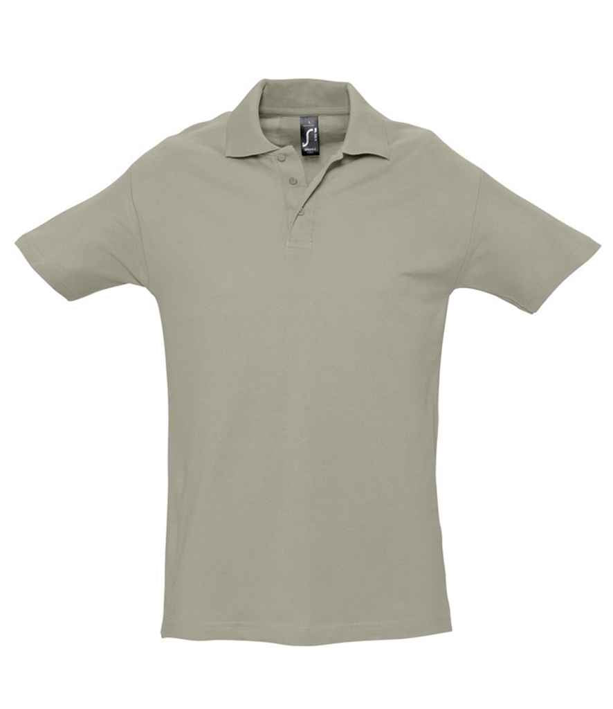 SOL'S Spring II Heavy Cotton Piqué Polo Shirt in Khaki by SOL'S — Custom branded clothing by Print Press, featuring premium embroidery produced in our specialist print lab in the UK.