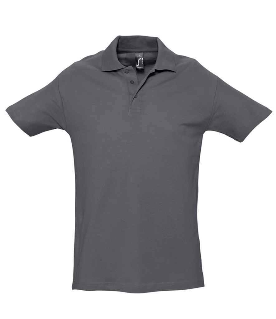SOL'S Spring II Heavy Cotton Piqué Polo Shirt in Mouse Grey by SOL'S — Custom branded clothing by Print Press, featuring premium embroidery produced in our specialist print lab in the UK.
