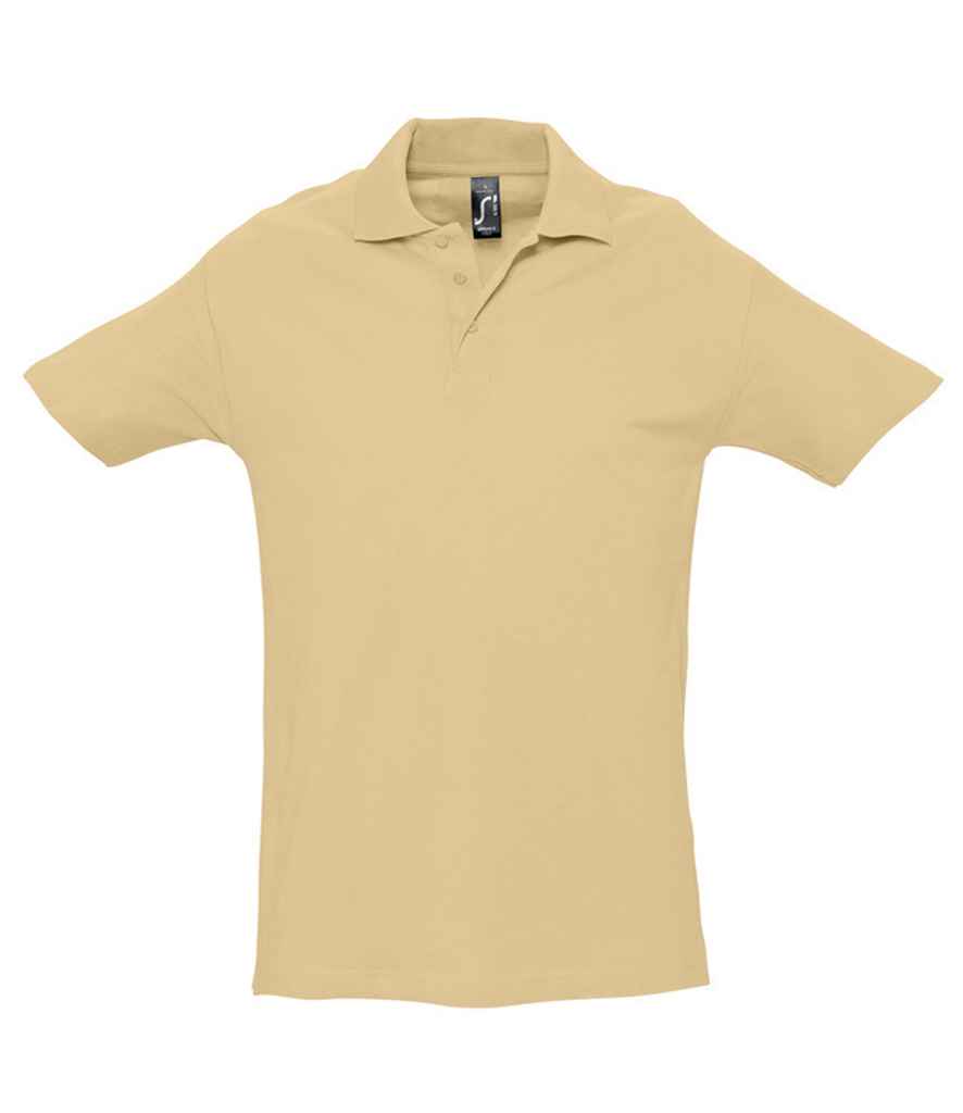 SOL'S Spring II Heavy Cotton Piqué Polo Shirt in Sand by SOL'S — Custom branded clothing by Print Press, featuring premium embroidery produced in our specialist print lab in the UK.
