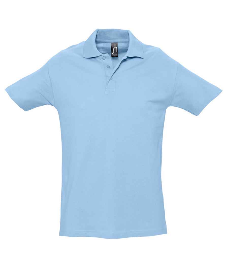 SOL'S Spring II Heavy Cotton Piqué Polo Shirt in Sky Blue by SOL'S — Custom branded clothing by Print Press, featuring premium embroidery produced in our specialist print lab in the UK.