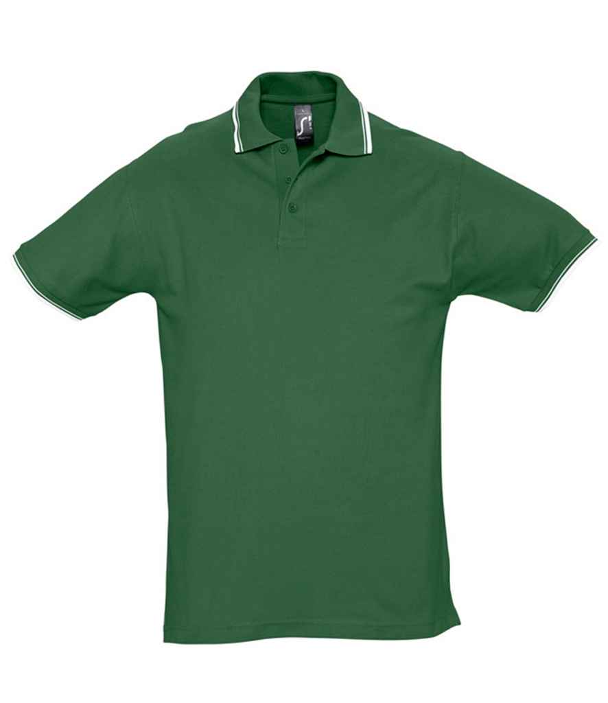 SOL'S Practice Tipped Cotton Piqué Polo Shirt in Golf Green White by SOL'S — Custom branded clothing by Print Press, featuring premium embroidery produced in our specialist print lab in the UK.
