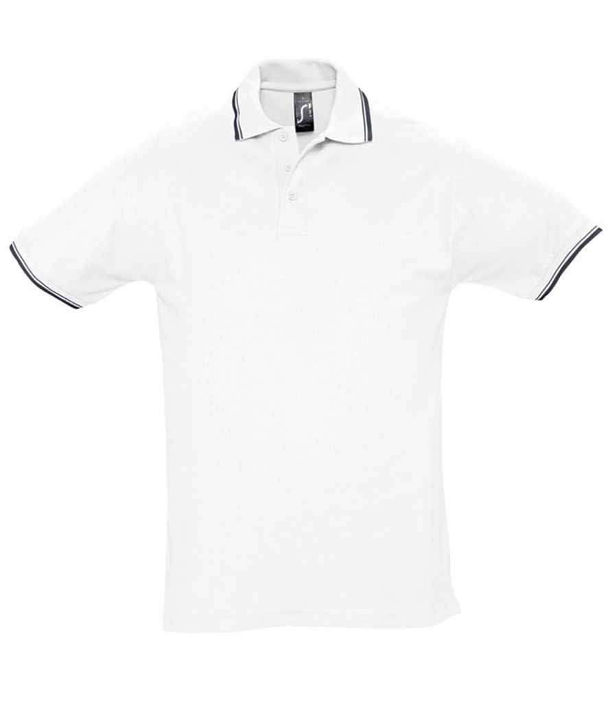 SOL'S Practice Tipped Cotton Piqué Polo Shirt in White Navy by SOL'S — Custom branded clothing by Print Press, featuring premium embroidery produced in our specialist print lab in the UK.
