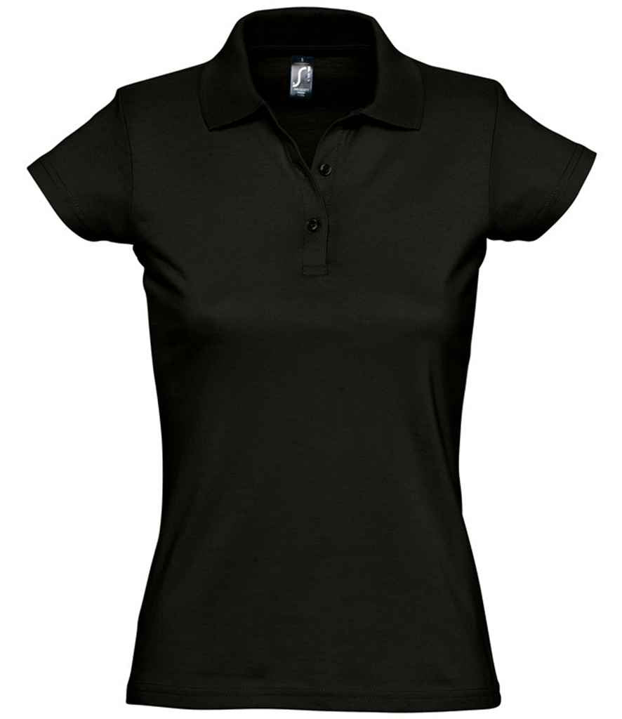 SOL'S Ladies Prescott Cotton Jersey Polo Shirt in Deep Black by SOL'S — Custom branded clothing by Print Press, featuring premium embroidery produced in our specialist print lab in the UK.