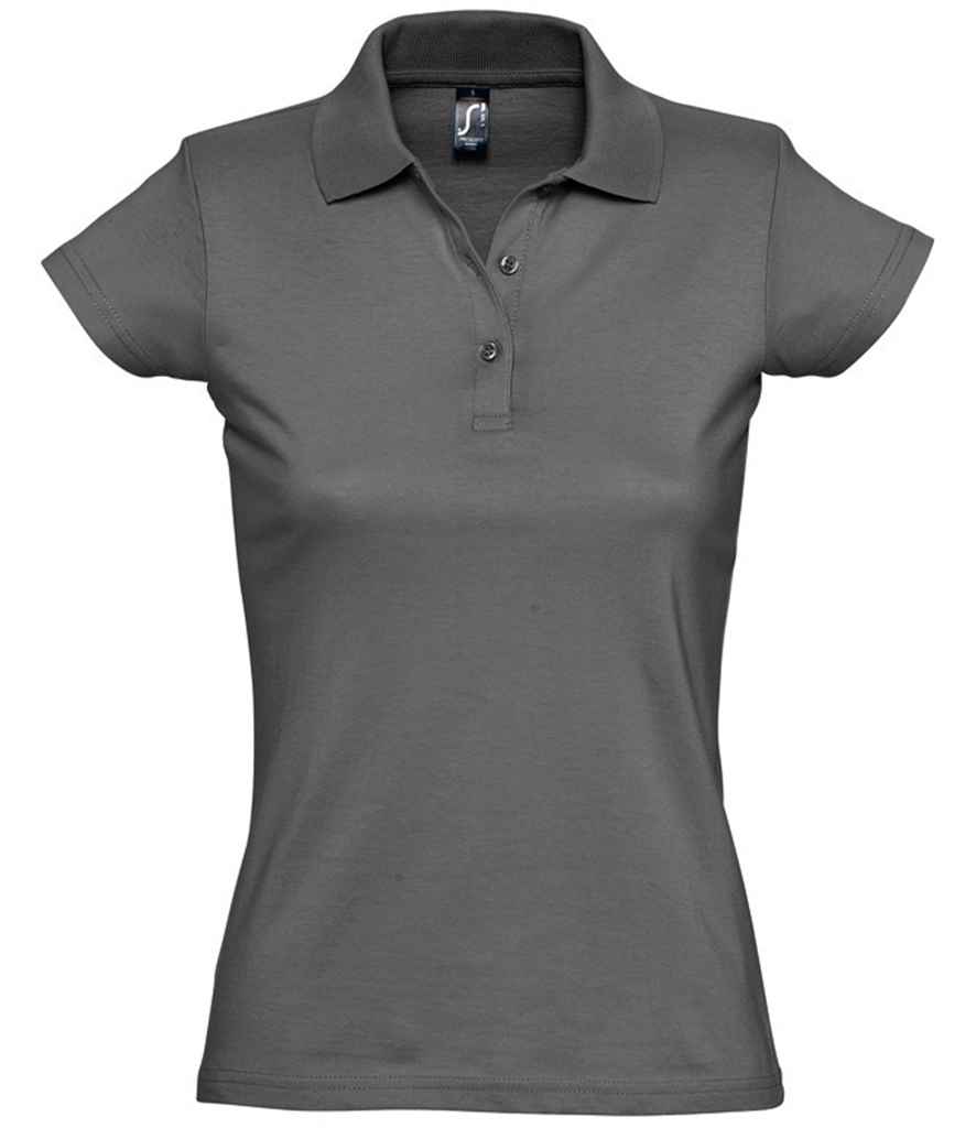 SOL'S Ladies Prescott Cotton Jersey Polo Shirt in Dark Grey by SOL'S — Custom branded clothing by Print Press, featuring premium embroidery produced in our specialist print lab in the UK.