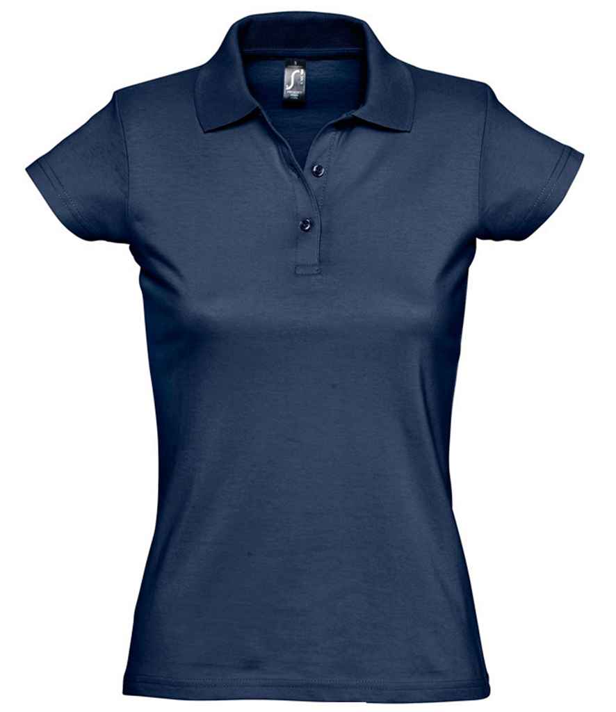SOL'S Ladies Prescott Cotton Jersey Polo Shirt in French Navy by SOL'S — Custom branded clothing by Print Press, featuring premium embroidery produced in our specialist print lab in the UK.