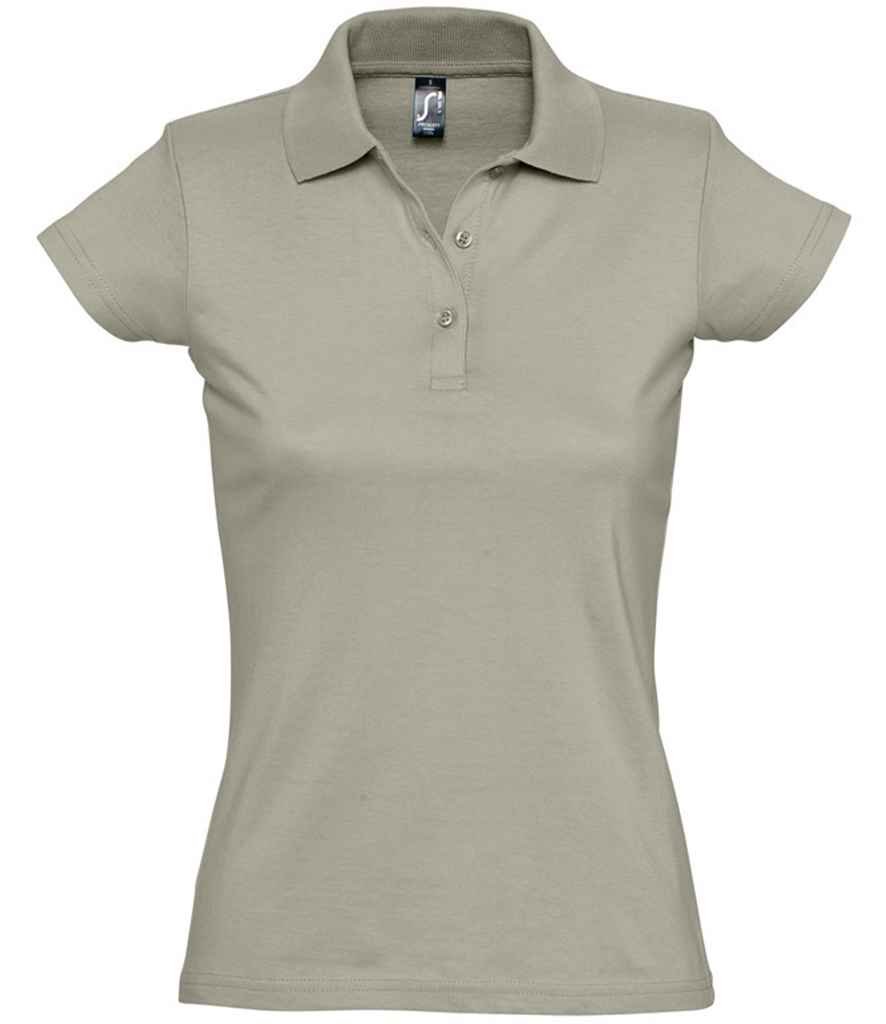 SOL'S Ladies Prescott Cotton Jersey Polo Shirt in Khaki by SOL'S — Custom branded clothing by Print Press, featuring premium embroidery produced in our specialist print lab in the UK.