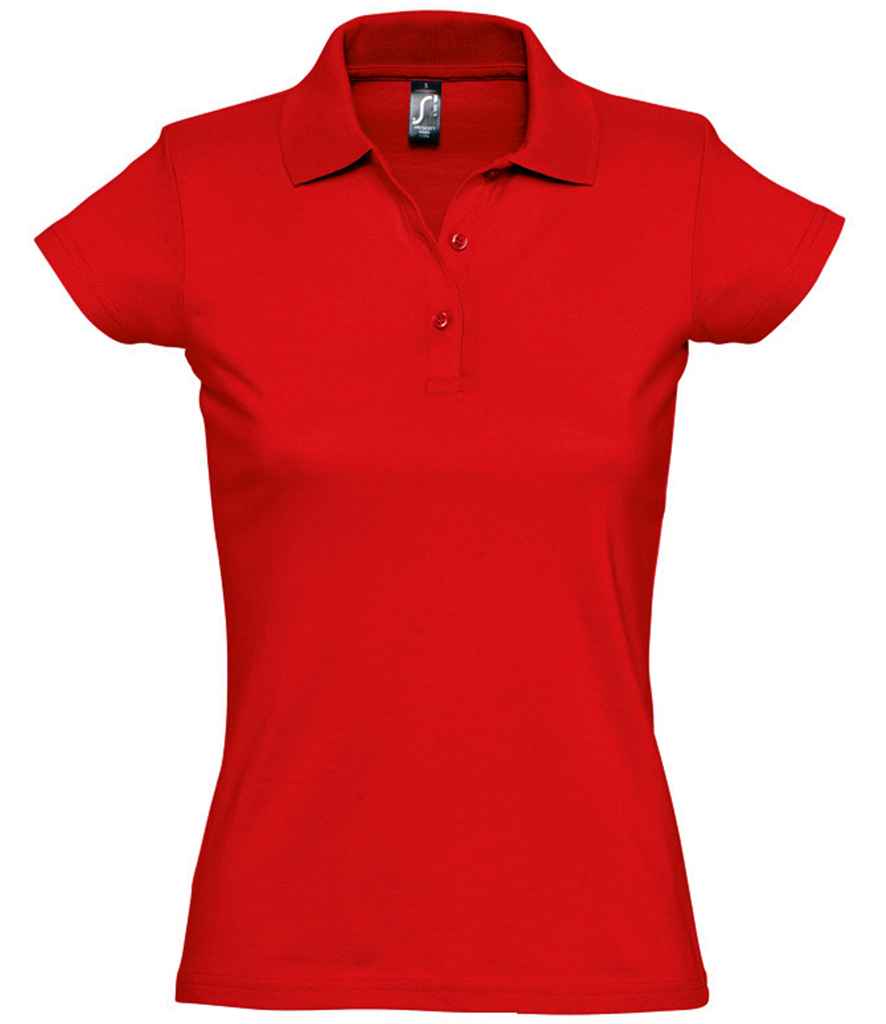 SOL'S Ladies Prescott Cotton Jersey Polo Shirt in Red by SOL'S — Custom branded clothing by Print Press, featuring premium embroidery produced in our specialist print lab in the UK.