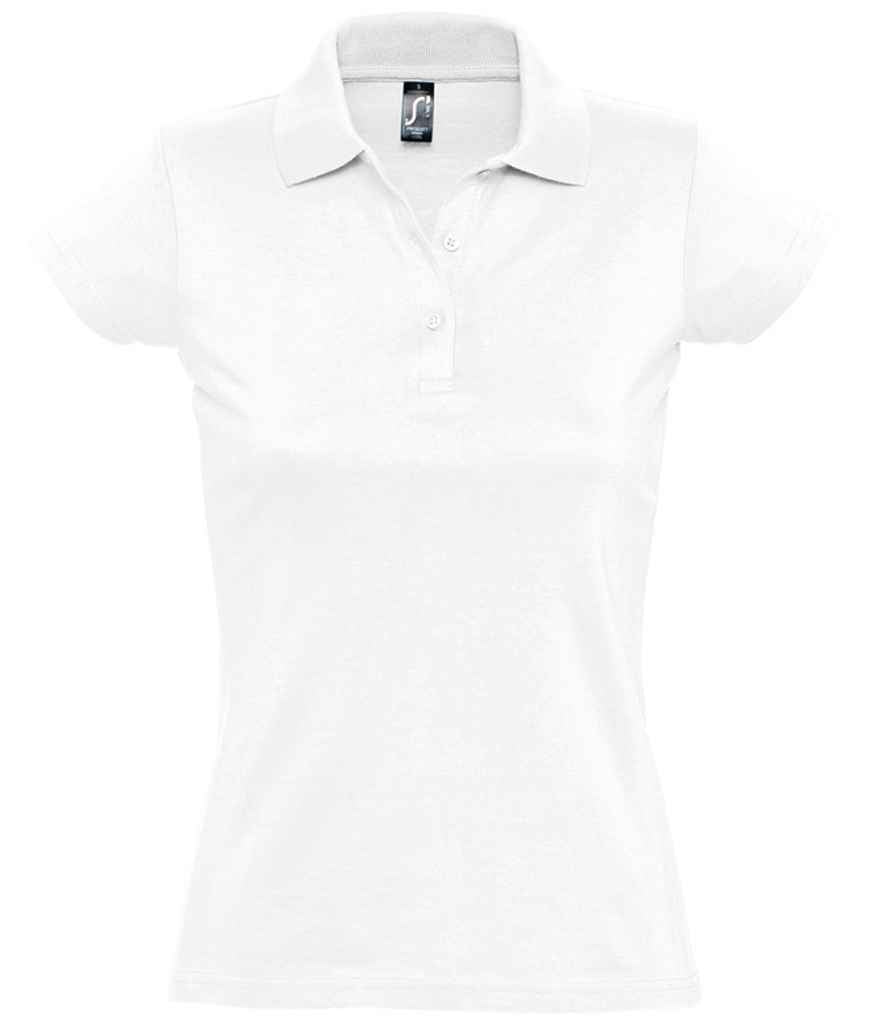 SOL'S Ladies Prescott Cotton Jersey Polo Shirt in White by SOL'S — Custom branded clothing by Print Press, featuring premium embroidery produced in our specialist print lab in the UK.