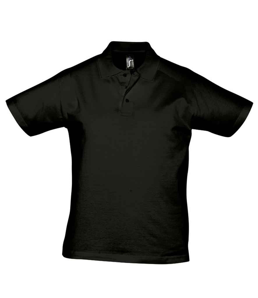 SOL'S Prescott Cotton Jersey Polo Shirt in Deep Black by SOL'S — Custom branded clothing by Print Press, featuring premium embroidery produced in our specialist print lab in the UK.