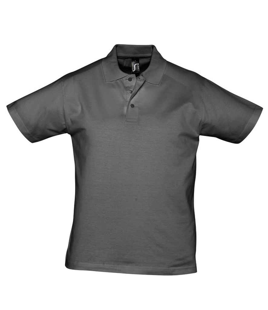 SOL'S Prescott Cotton Jersey Polo Shirt in Dark Grey by SOL'S — Custom branded clothing by Print Press, featuring premium embroidery produced in our specialist print lab in the UK.