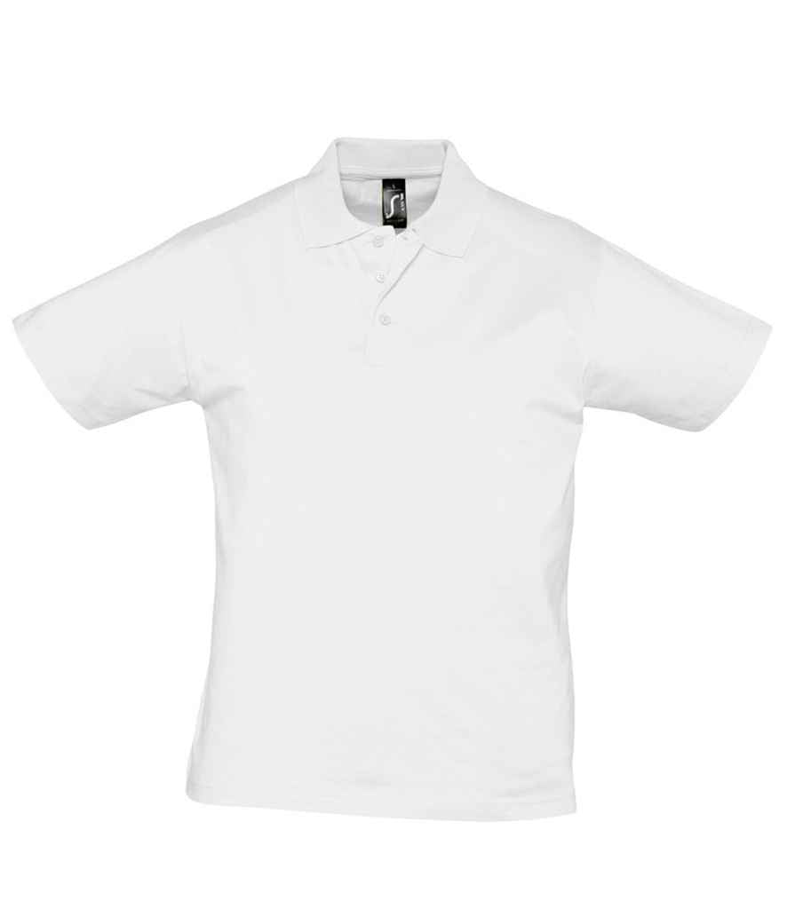SOL'S Prescott Cotton Jersey Polo Shirt in White by SOL'S — Custom branded clothing by Print Press, featuring premium embroidery produced in our specialist print lab in the UK.