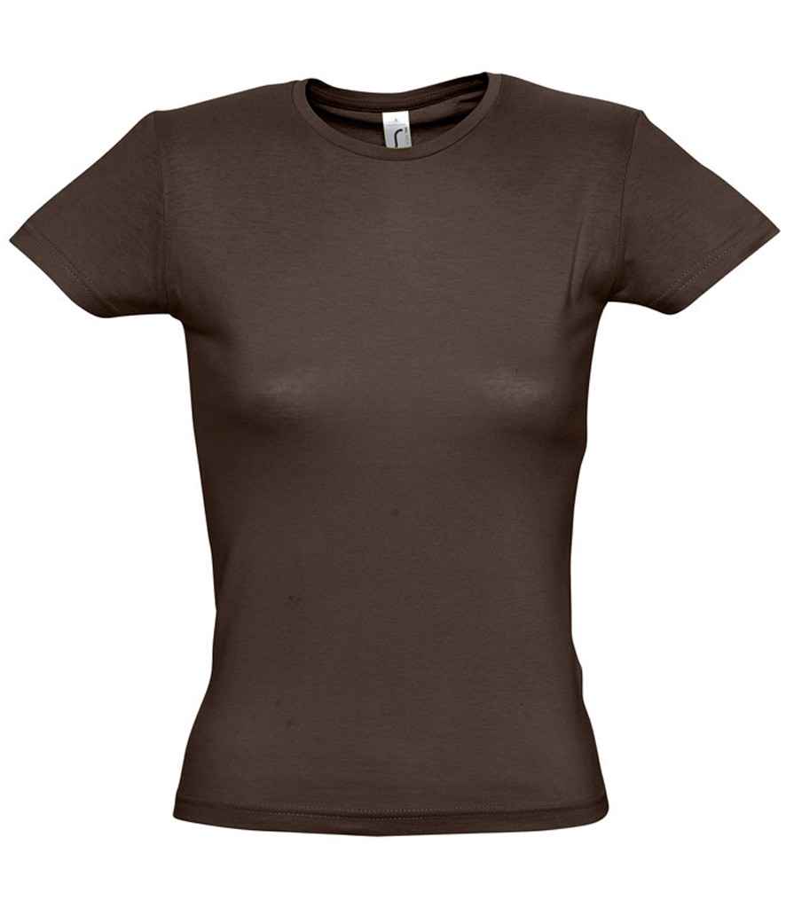 SOL'S Ladies Miss T-Shirt in Chocolate by SOL'S — Custom branded clothing by Print Press, featuring premium embroidery produced in our specialist print lab in the UK.