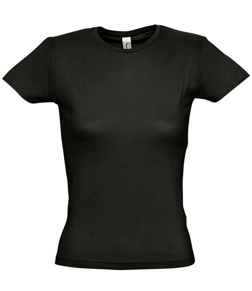 SOL'S Ladies Miss T-Shirt in Deep Black by SOL'S — Custom branded clothing by Print Press, featuring premium embroidery produced in our specialist print lab in the UK.