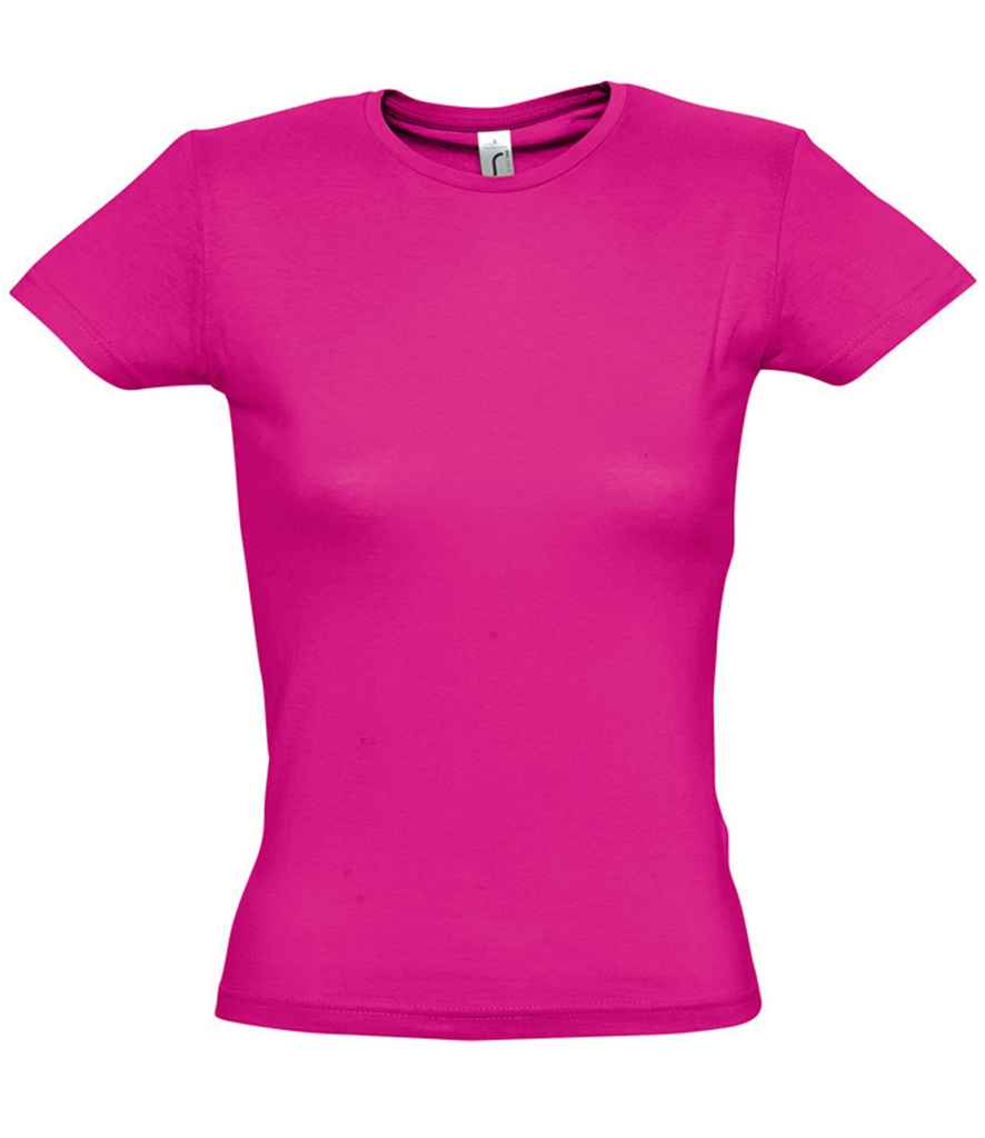 SOL'S Ladies Miss T-Shirt in Fuchsia by SOL'S — Custom branded clothing by Print Press, featuring premium embroidery produced in our specialist print lab in the UK.