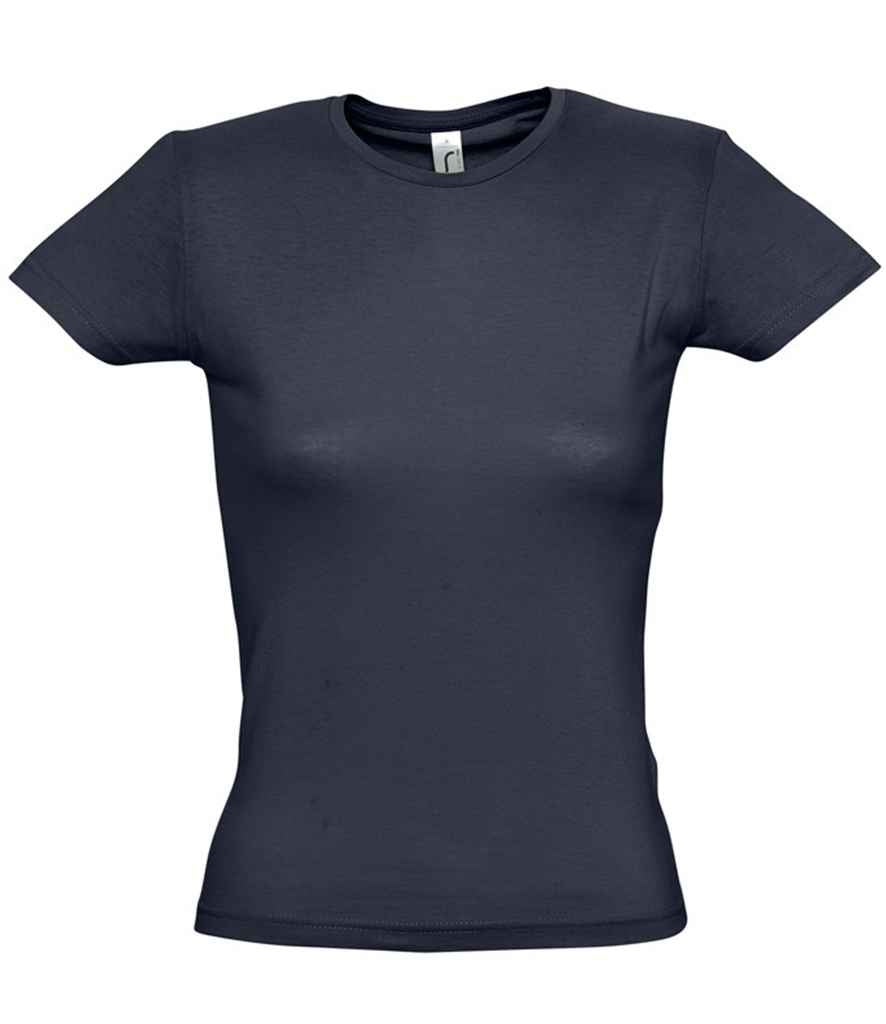 SOL'S Ladies Miss T-Shirt in Navy by SOL'S — Custom branded clothing by Print Press, featuring premium embroidery produced in our specialist print lab in the UK.