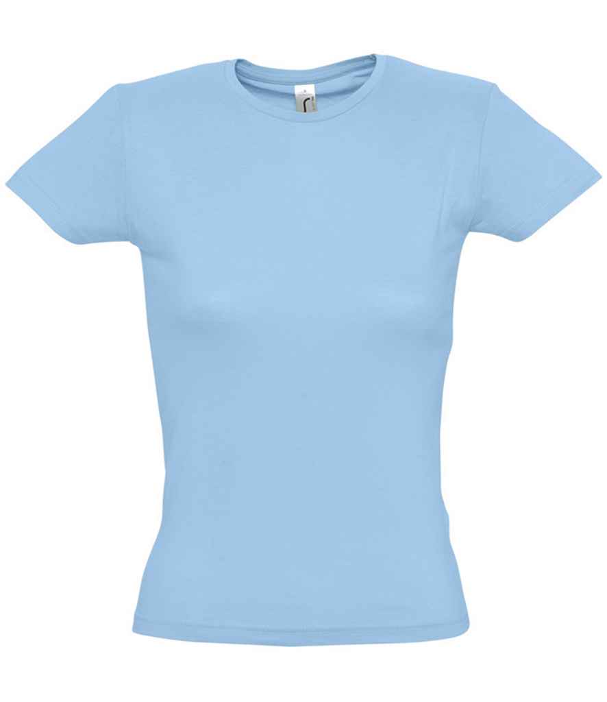 SOL'S Ladies Miss T-Shirt in Sky Blue by SOL'S — Custom branded clothing by Print Press, featuring premium embroidery produced in our specialist print lab in the UK.