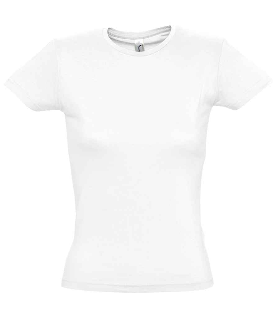 SOL'S Ladies Miss T-Shirt in White by SOL'S — Custom branded clothing by Print Press, featuring premium embroidery produced in our specialist print lab in the UK.