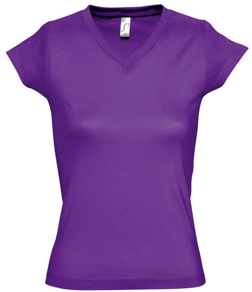 SOL'S Ladies Moon V Neck T-Shirt in Dark Purple by SOL'S — Custom branded clothing by Print Press, featuring premium embroidery produced in our specialist print lab in the UK.