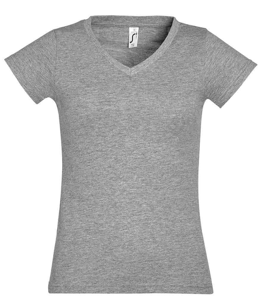 SOL'S Ladies Moon V Neck T-Shirt in Grey Marl by SOL'S — Custom branded clothing by Print Press, featuring premium embroidery produced in our specialist print lab in the UK.