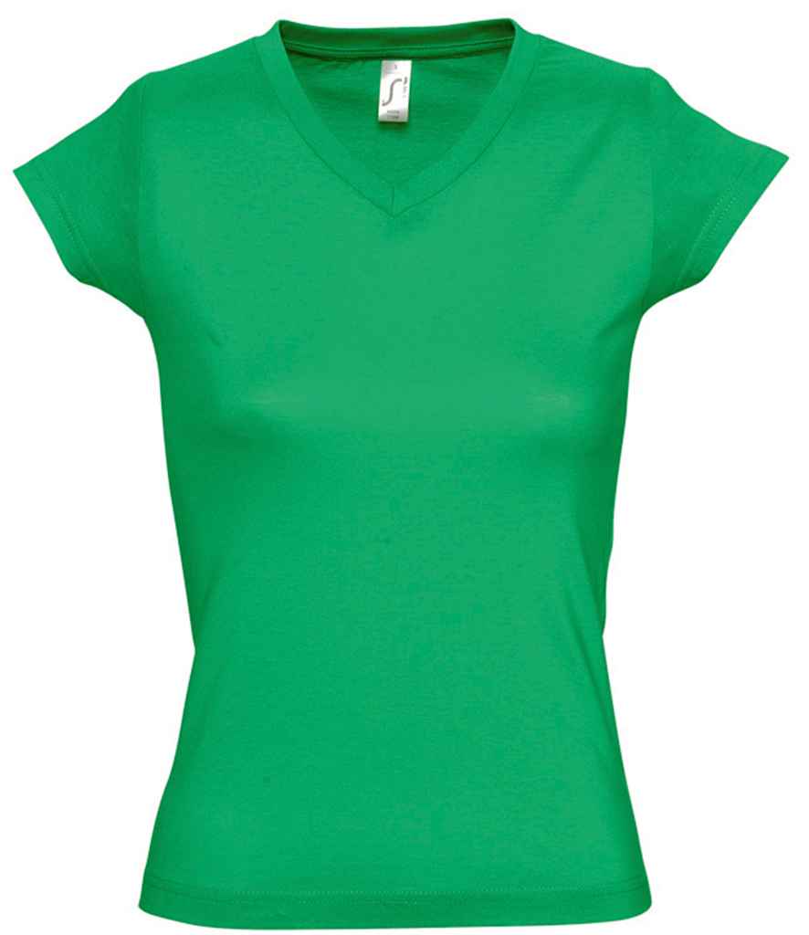 SOL'S Ladies Moon V Neck T-Shirt in Kelly Green by SOL'S — Custom branded clothing by Print Press, featuring premium embroidery produced in our specialist print lab in the UK.