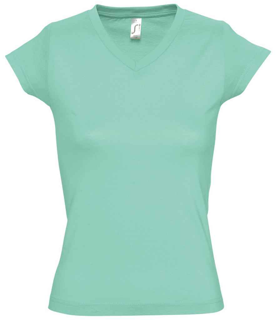 SOL'S Ladies Moon V Neck T-Shirt in Mint by SOL'S — Custom branded clothing by Print Press, featuring premium embroidery produced in our specialist print lab in the UK.