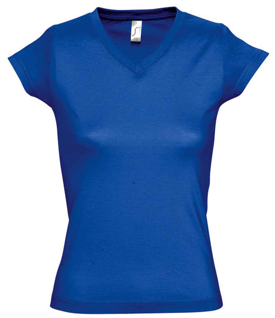 SOL'S Ladies Moon V Neck T-Shirt in Royal Blue by SOL'S — Custom branded clothing by Print Press, featuring premium embroidery produced in our specialist print lab in the UK.