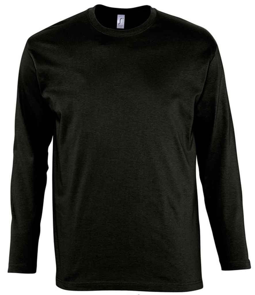 SOL'S Monarch Long Sleeve T-Shirt in Deep Black by SOL'S — Custom branded clothing by Print Press, featuring premium embroidery produced in our specialist print lab in the UK.
