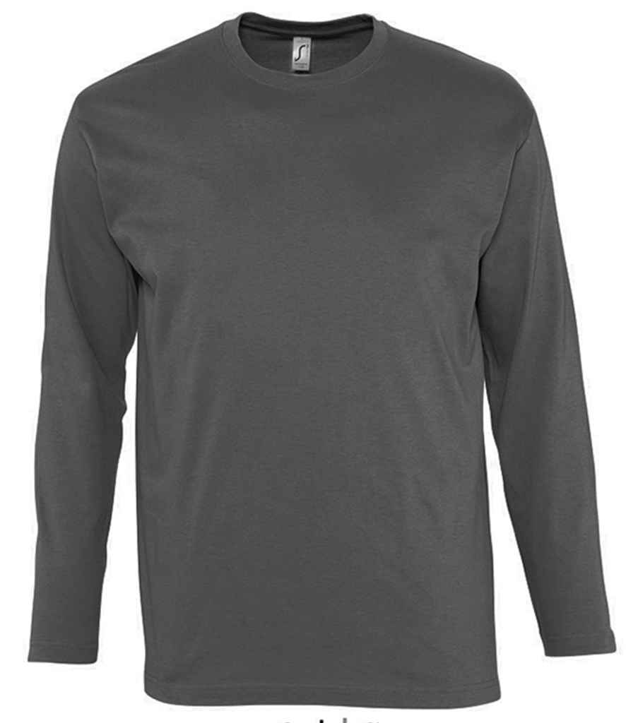 SOL'S Monarch Long Sleeve T-Shirt in Dark Grey by SOL'S — Custom branded clothing by Print Press, featuring premium embroidery produced in our specialist print lab in the UK.