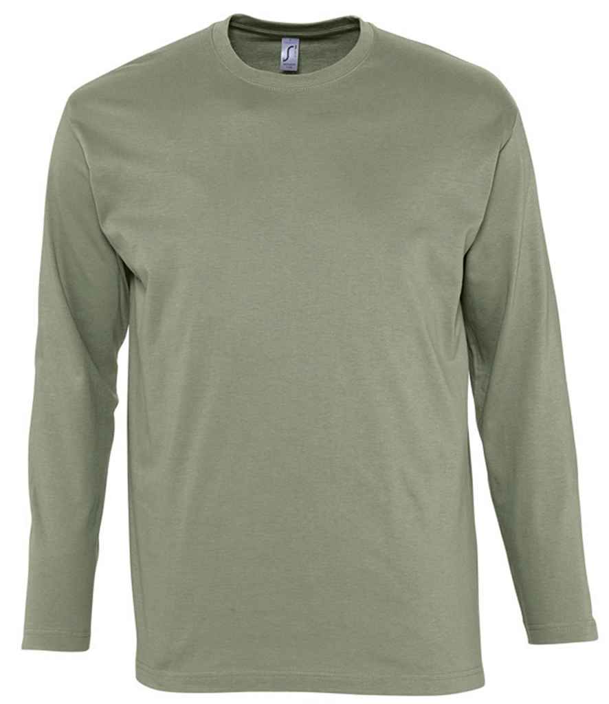 SOL'S Monarch Long Sleeve T-Shirt in Khaki by SOL'S — Custom branded clothing by Print Press, featuring premium embroidery produced in our specialist print lab in the UK.