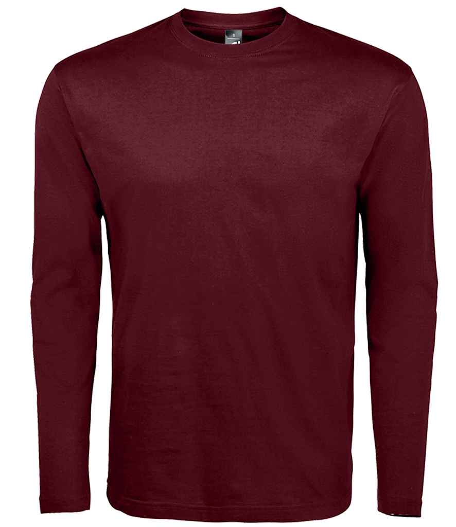 SOL'S Monarch Long Sleeve T-Shirt in Oxblood by SOL'S — Custom branded clothing by Print Press, featuring premium embroidery produced in our specialist print lab in the UK.