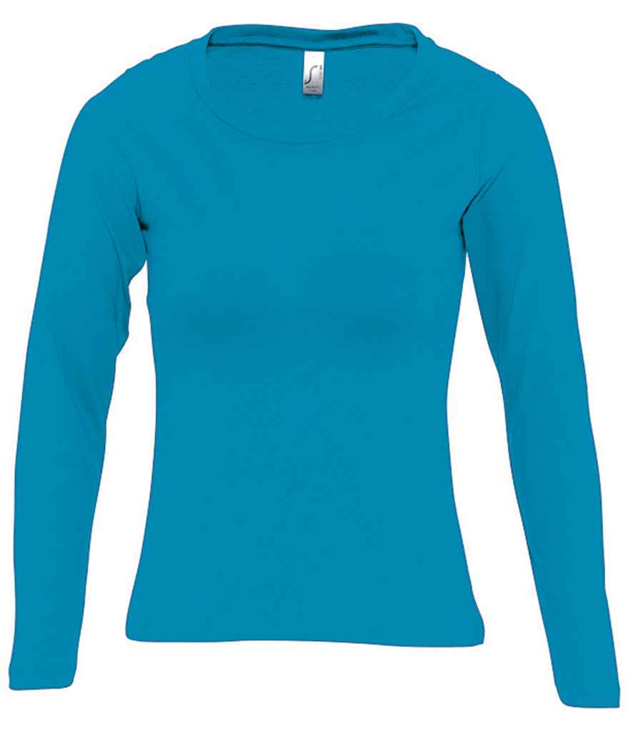 SOL'S Ladies Majestic Long Sleeve T-Shirt in Aqua by SOL'S — Custom branded clothing by Print Press, featuring premium embroidery produced in our specialist print lab in the UK.