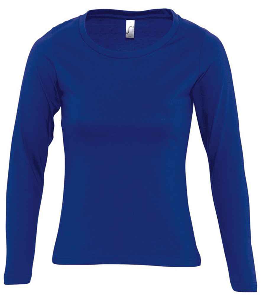 SOL'S Ladies Majestic Long Sleeve T-Shirt in Ultramarine by SOL'S — Custom branded clothing by Print Press, featuring premium embroidery produced in our specialist print lab in the UK.