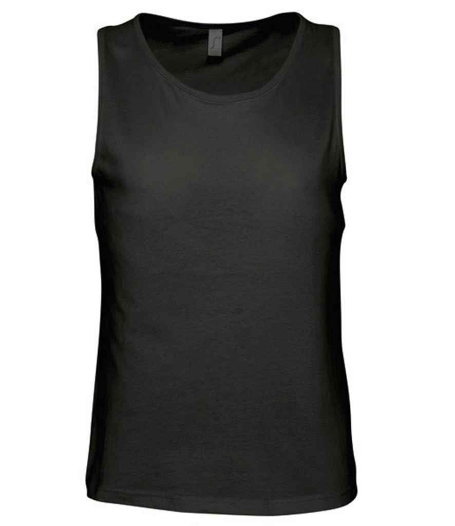 SOL'S Justin Tank Top in Deep Black by SOL'S — Custom branded clothing by Print Press, featuring premium embroidery produced in our specialist print lab in the UK.