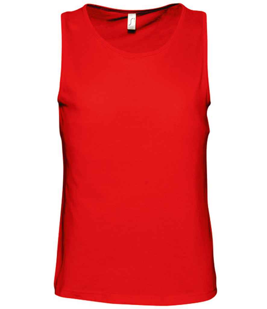 SOL'S Justin Tank Top in Red by SOL'S — Custom branded clothing by Print Press, featuring premium embroidery produced in our specialist print lab in the UK.