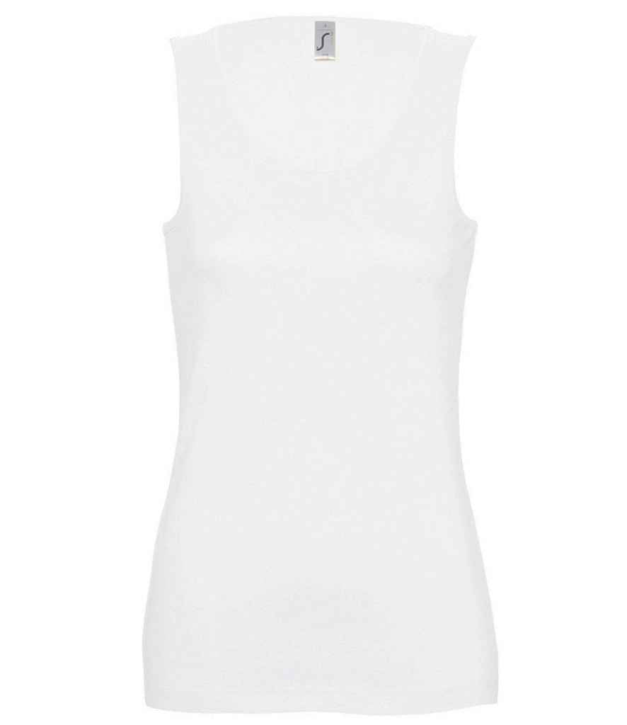 SOL'S Ladies Jane Tank Top in White by SOL'S — Custom branded clothing by Print Press, featuring premium embroidery produced in our specialist print lab in the UK.