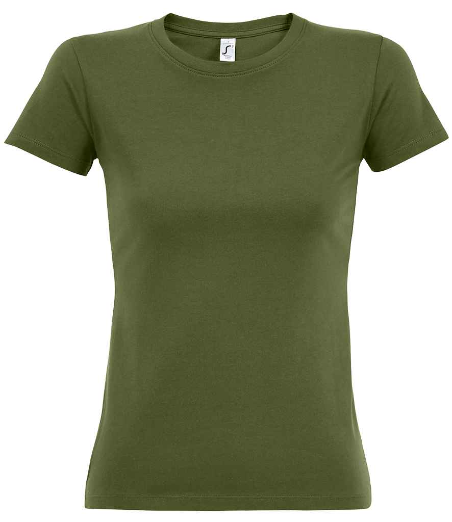 SOL'S Ladies Imperial Heavy T-Shirt in Dark Khaki by SOL'S — Custom branded clothing by Print Press, featuring premium embroidery produced in our specialist print lab in the UK.