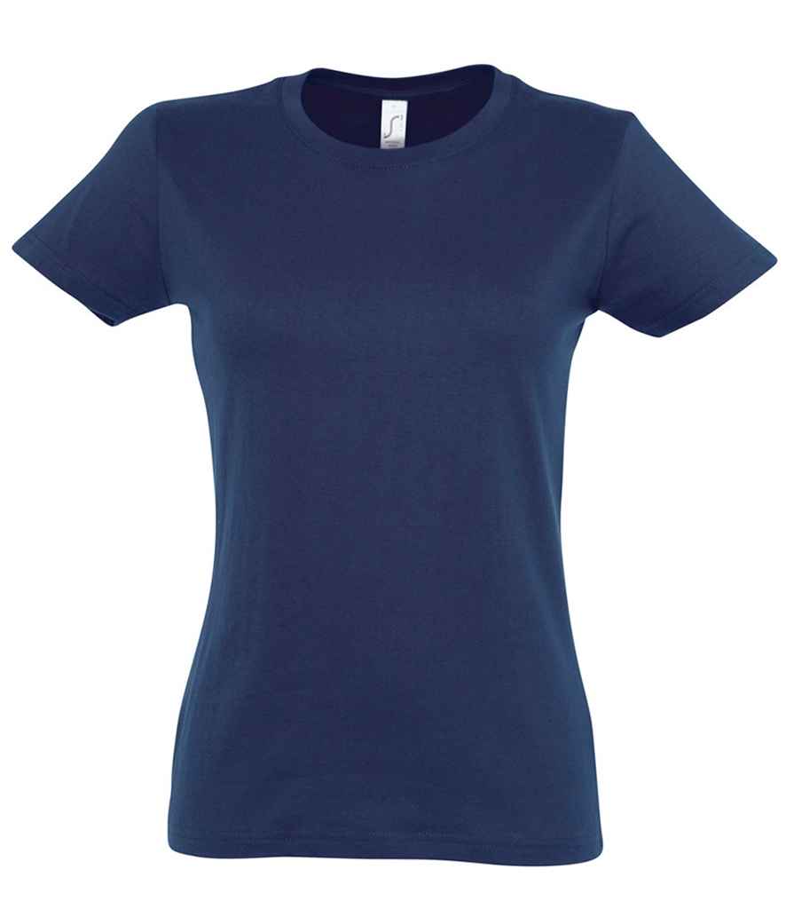 SOL'S Ladies Imperial Heavy T-Shirt in French Navy by SOL'S — Custom branded clothing by Print Press, featuring premium embroidery produced in our specialist print lab in the UK.