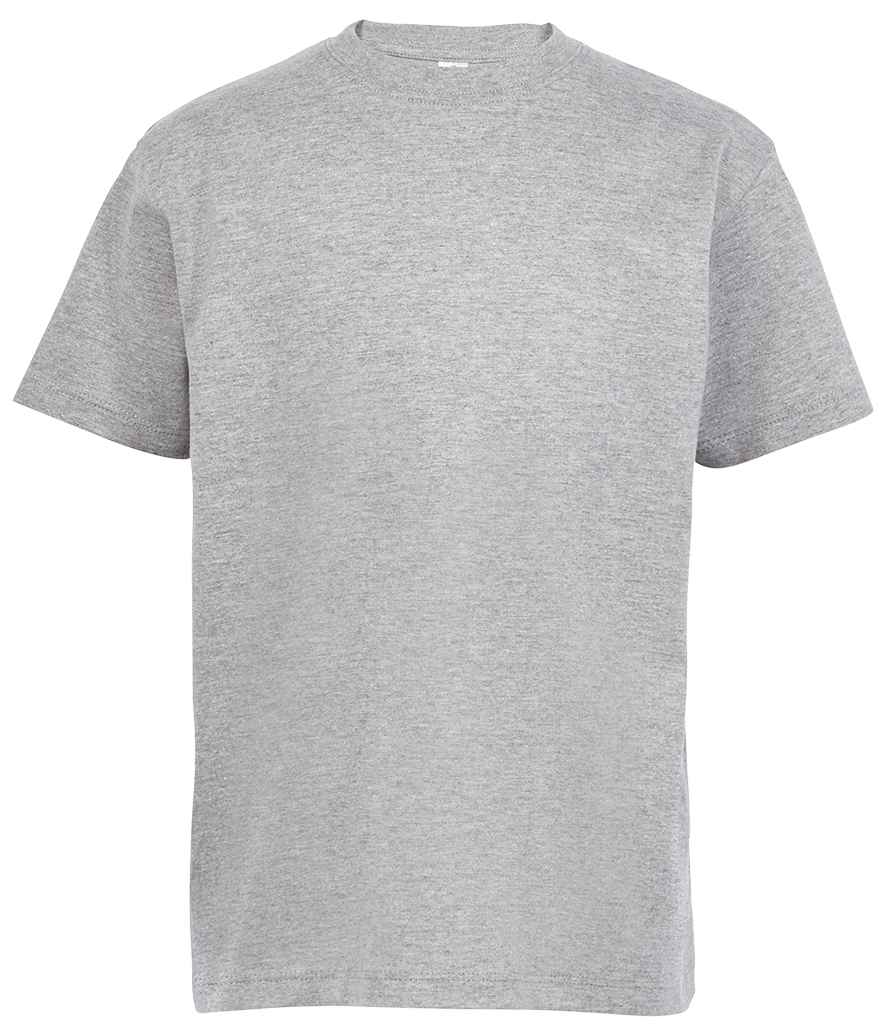 SOL'S Kids Imperial Heavy T-Shirt in Heather Grey by SOL'S — Custom branded clothing by Print Press, featuring premium embroidery produced in our specialist print lab in the UK.