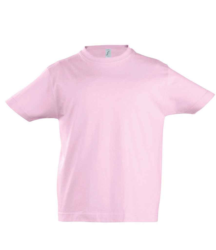 SOL'S Kids Imperial Heavy T-Shirt in Medium Pink by SOL'S — Custom branded clothing by Print Press, featuring premium embroidery produced in our specialist print lab in the UK.