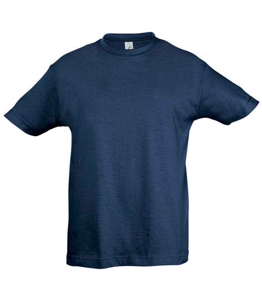 SOL'S Kids Regent T-Shirt in Denim by SOL'S — Custom branded clothing by Print Press, featuring premium embroidery produced in our specialist print lab in the UK.