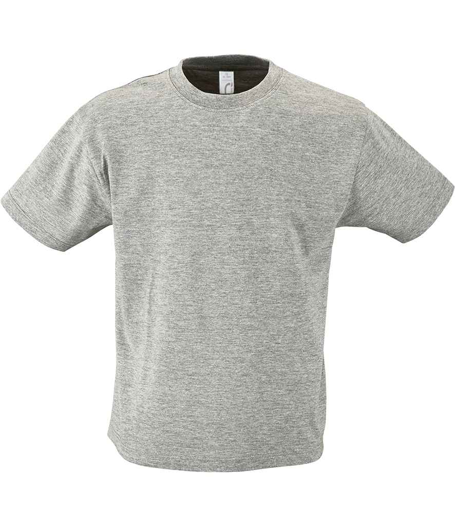SOL'S Kids Regent T-Shirt in Grey Marl by SOL'S — Custom branded clothing by Print Press, featuring premium embroidery produced in our specialist print lab in the UK.
