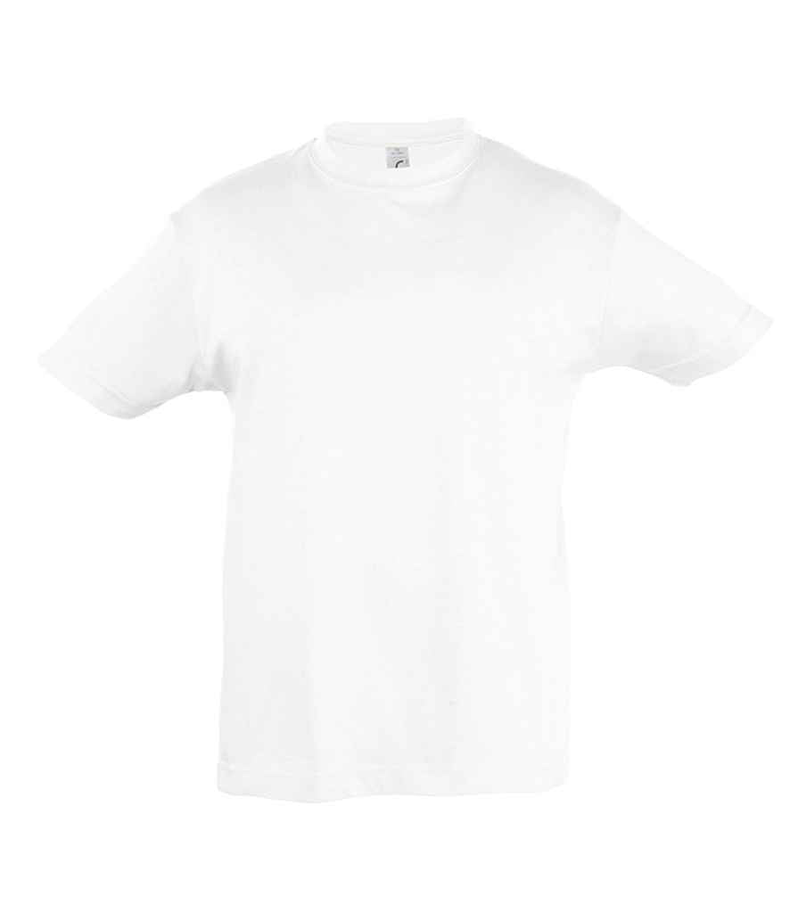 SOL'S Kids Regent T-Shirt in White by SOL'S — Custom branded clothing by Print Press, featuring premium embroidery produced in our specialist print lab in the UK.