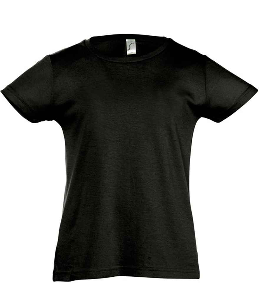 SOL'S Girls Cherry T-Shirt in Deep Black by SOL'S — Custom branded clothing by Print Press, featuring premium embroidery produced in our specialist print lab in the UK.