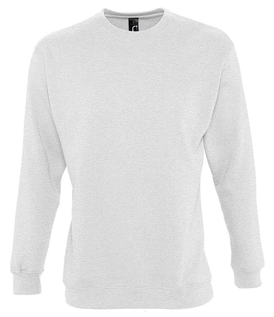 SOL'S Unisex New Supreme Sweatshirt in Ash by SOL'S — Custom branded clothing by Print Press, featuring premium embroidery produced in our specialist print lab in the UK.