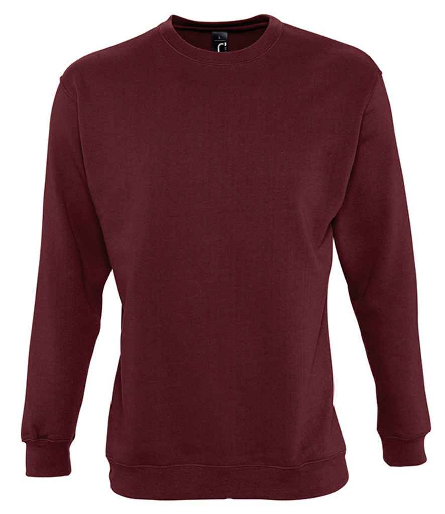 SOL'S Unisex New Supreme Sweatshirt in Burgundy by SOL'S — Custom branded clothing by Print Press, featuring premium embroidery produced in our specialist print lab in the UK.