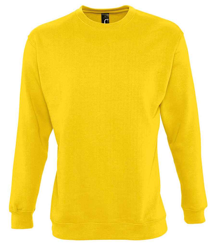 SOL'S Unisex New Supreme Sweatshirt in Gold by SOL'S — Custom branded clothing by Print Press, featuring premium embroidery produced in our specialist print lab in the UK.