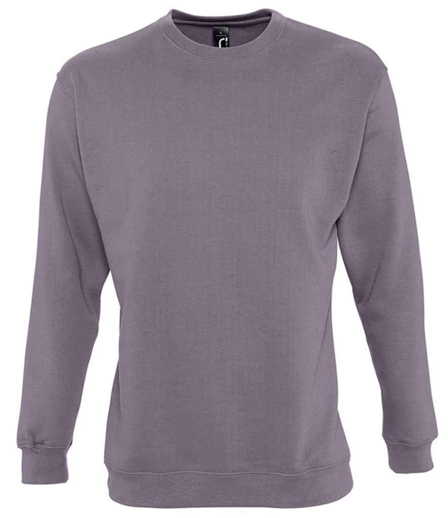 SOL'S Unisex New Supreme Sweatshirt in Grey by SOL'S — Custom branded clothing by Print Press, featuring premium embroidery produced in our specialist print lab in the UK.