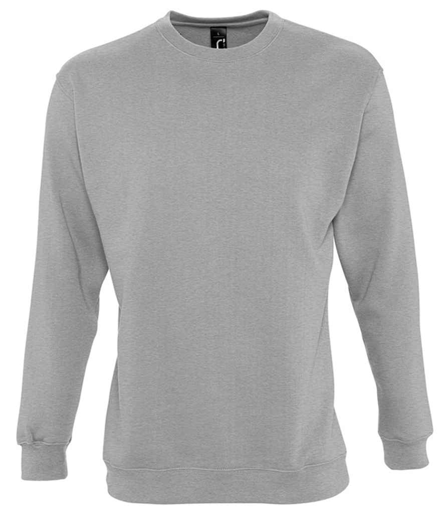 SOL'S Unisex New Supreme Sweatshirt in Grey Marl by SOL'S — Custom branded clothing by Print Press, featuring premium embroidery produced in our specialist print lab in the UK.