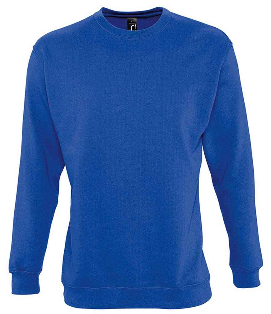 SOL'S Unisex New Supreme Sweatshirt in Royal Blue by SOL'S — Custom branded clothing by Print Press, featuring premium embroidery produced in our specialist print lab in the UK.