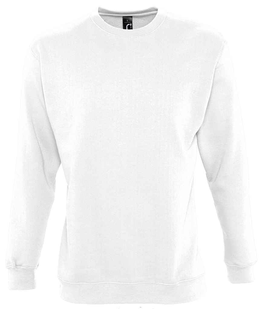 SOL'S Unisex New Supreme Sweatshirt in White by SOL'S — Custom branded clothing by Print Press, featuring premium embroidery produced in our specialist print lab in the UK.